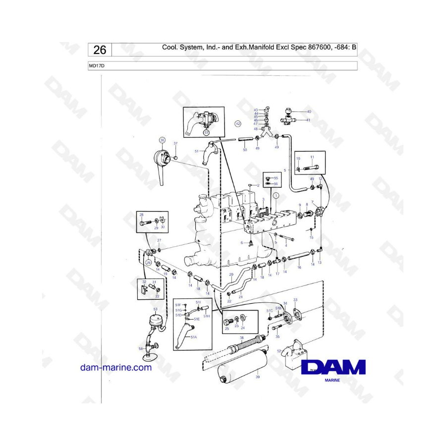 Volvo Penta MD17 - Cool. System & Exhaust Manifold