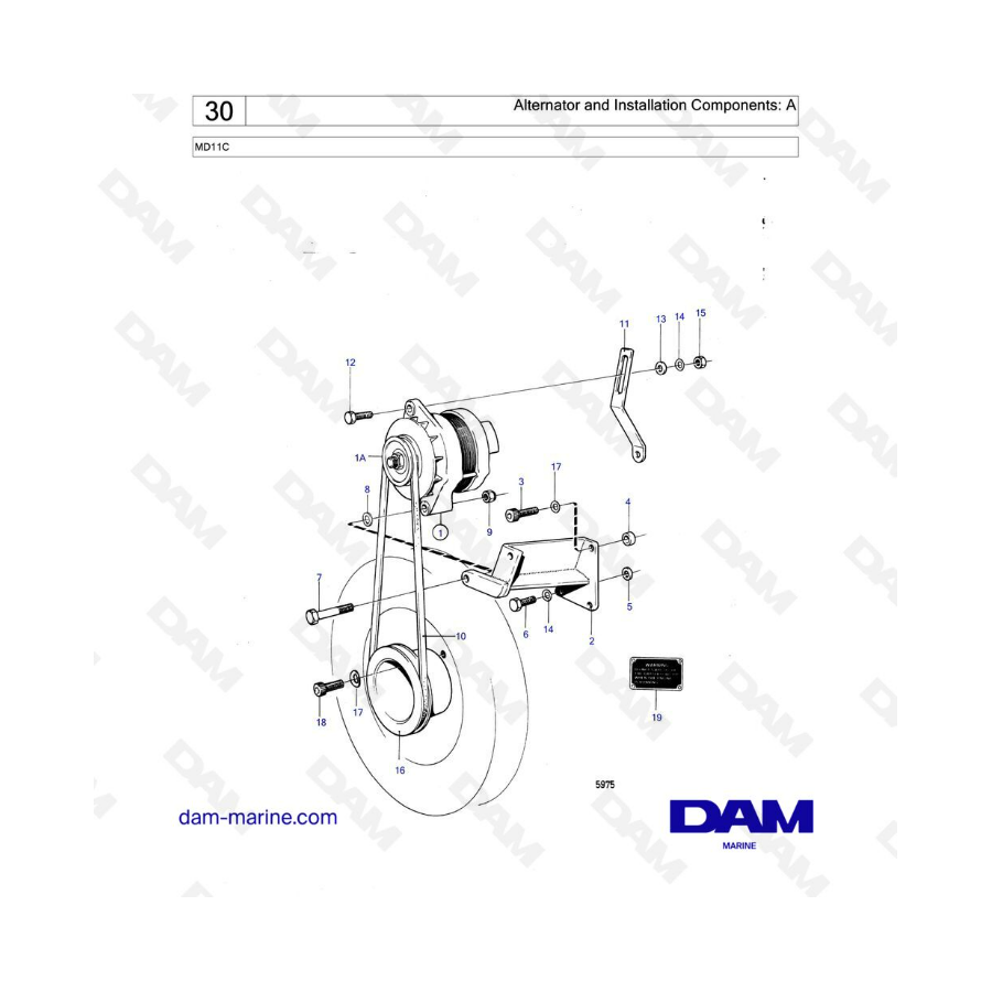 Volvo Penta MD11 - Alternator & installation components