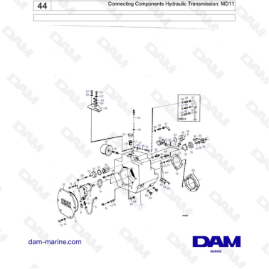 Volvo Penta MD11 - Connecting components hydraulic transmission