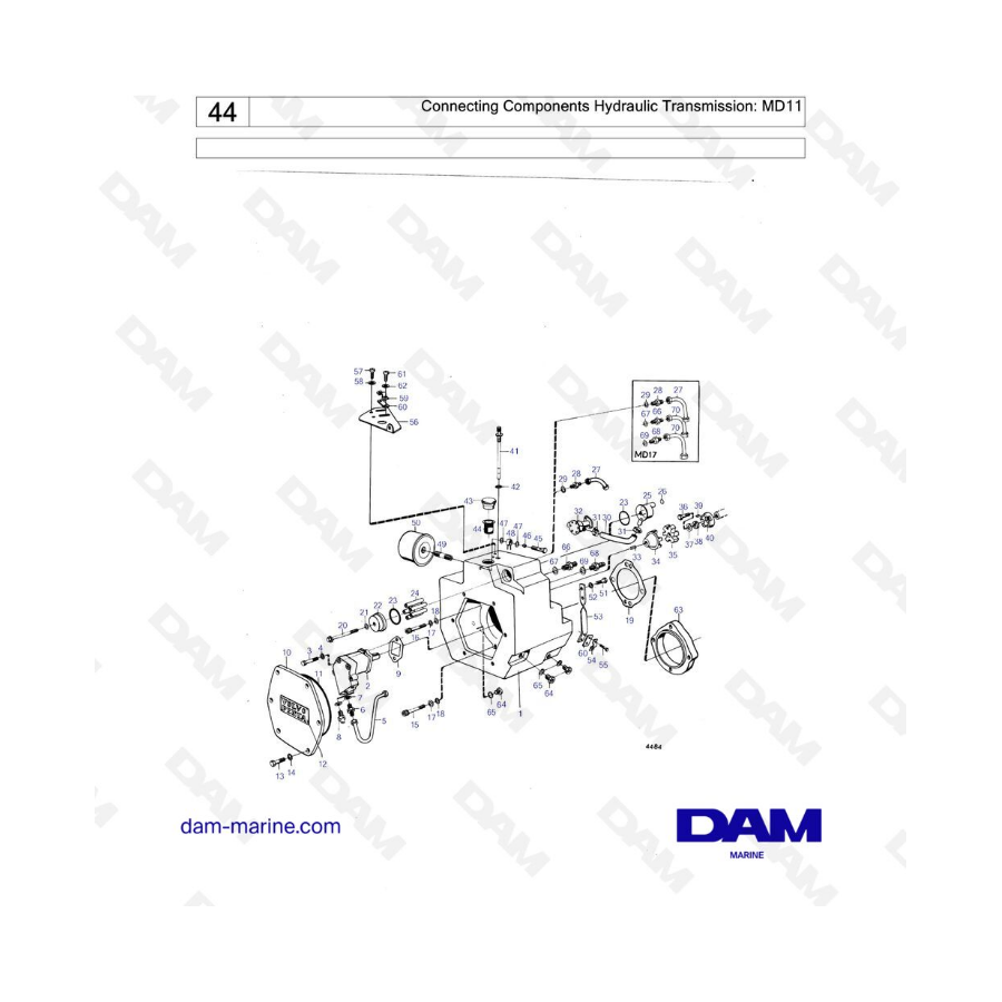 Volvo Penta MD11 - Connecting components hydraulic transmission