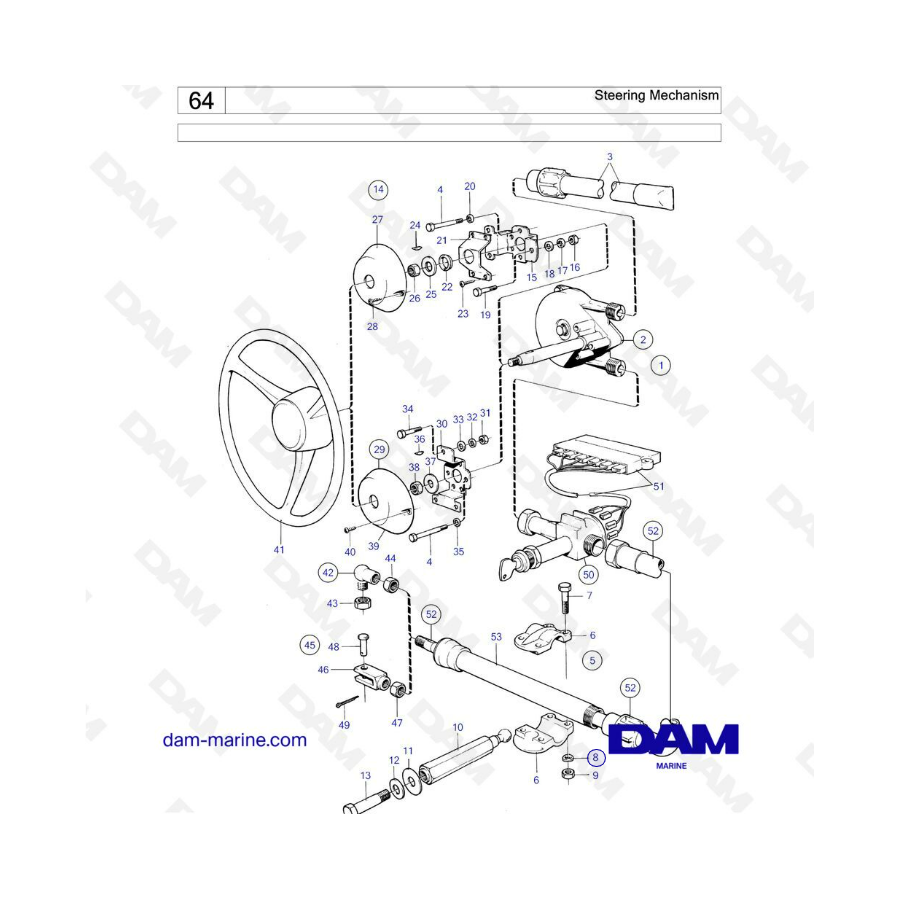 Volvo Penta MD11 / MD17 - Steering mechanism