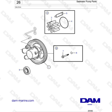 Volvo Penta V8-270 - Seawater pump parts
