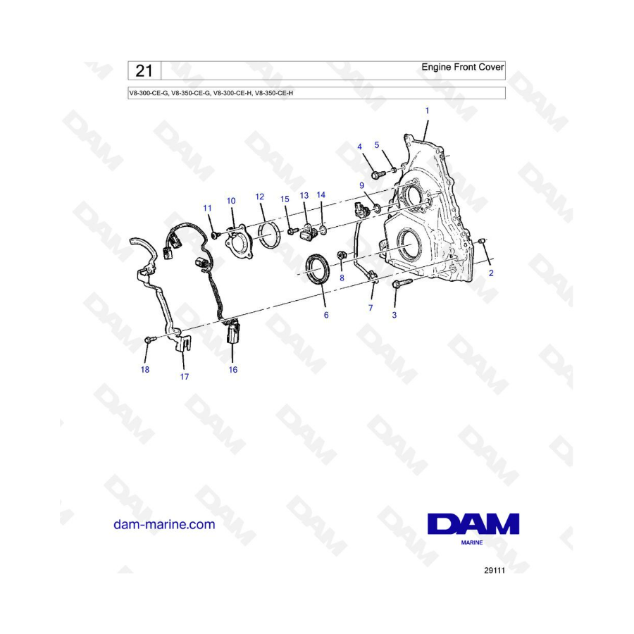 Volvo Penta V8-300 - Tapa delantera del motor