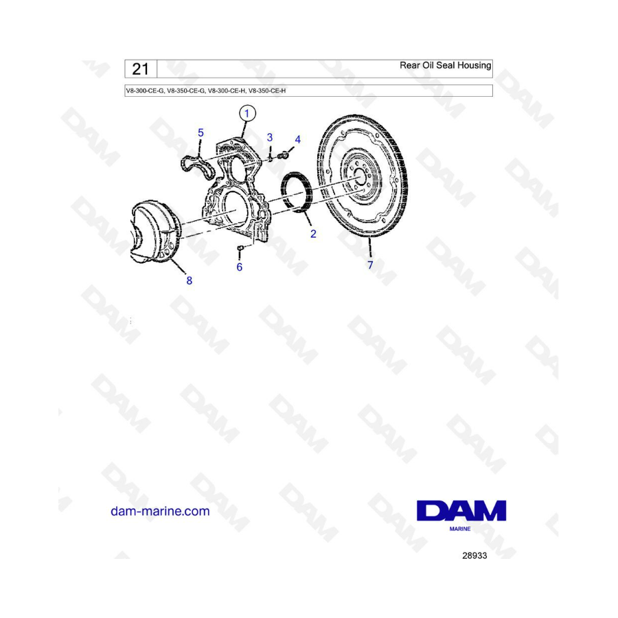 Volvo Penta V8-300 - Carcasa del sello de aceite trasero