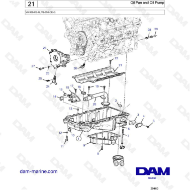 Volvo Penta V8-300 - Oil pan & oil pump