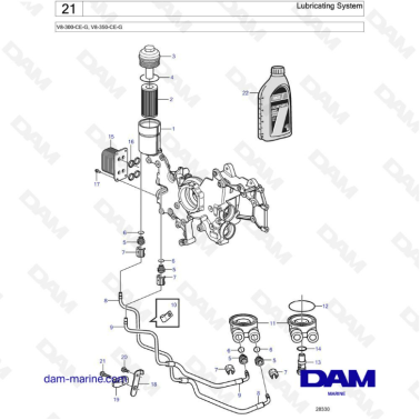 Volvo Penta V8-300 - Lubricating system