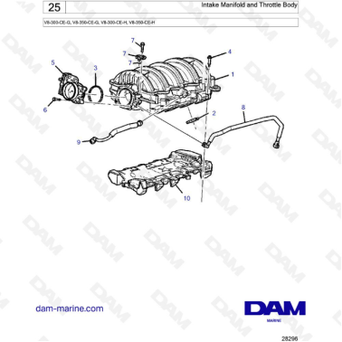 Volvo Penta V8-300 - Intake manifold & throttle body