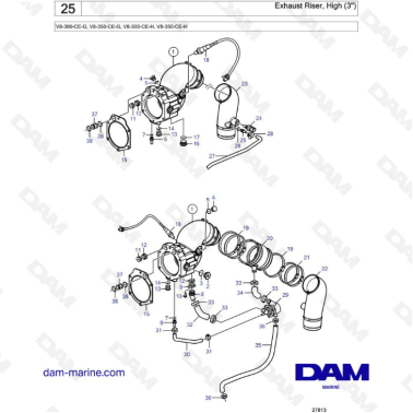 Volvo Penta V8-300 - Exhaust riser (3")