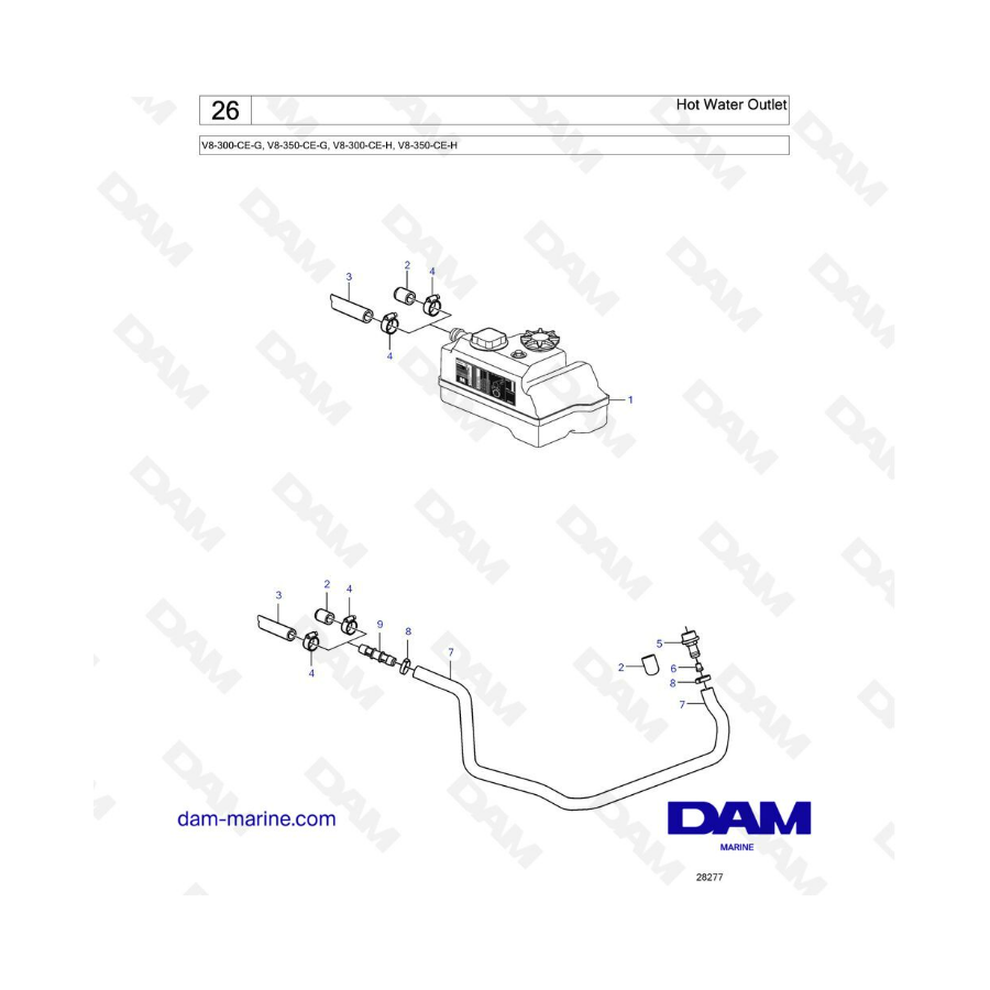 Volvo Penta V8-300 - Hot water outlet Volvo Penta V8-300 - Hot water outlet