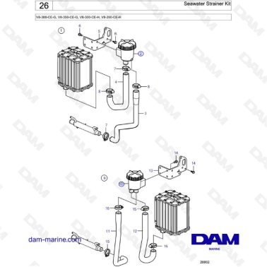 Volvo Penta V8-300 - Seawater strainer kit
