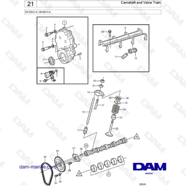 Volvo Penta V8-225 - Camshaft & Valve train
