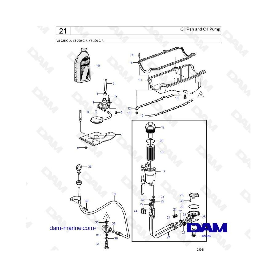 Volvo Penta V8-225 - Oil pan & Oil pump 