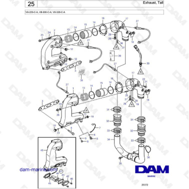 Volvo Penta V8-225 - Exhaust, Tall
