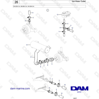 Volvo Penta V8-225 - Hot water outlet