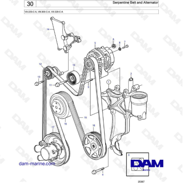 Volvo Penta V8-225 - Serpentine belt & alternator