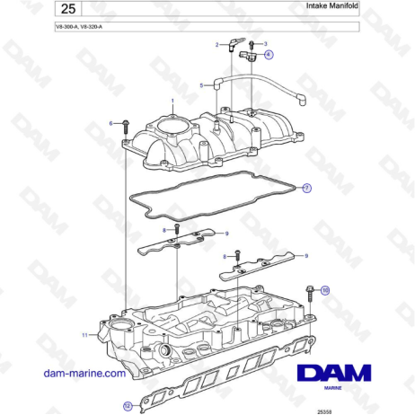 Volvo Penta V8-300-A, V8-320-A Marine Gasoline Engine Parts Manual PDF