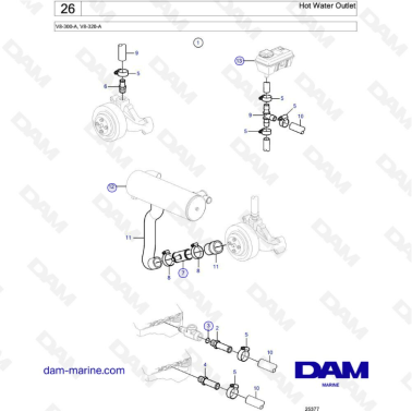 Volvo Penta V8-320 - Throttle cable connection