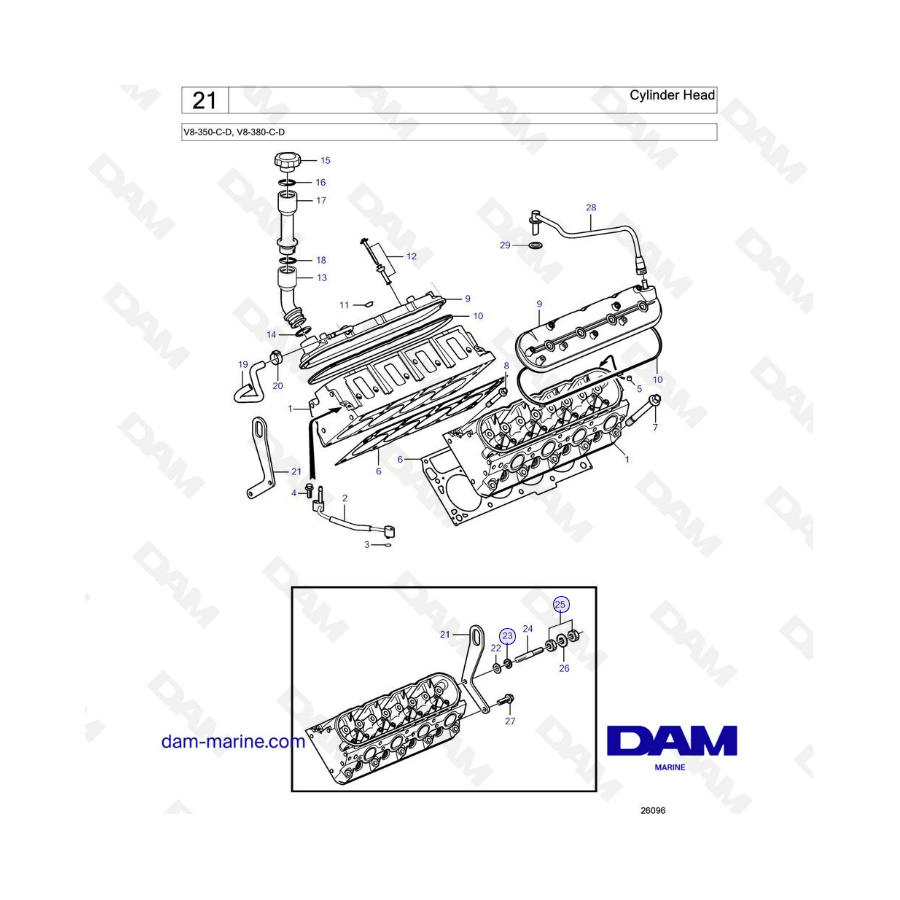 Volvo Penta V8-350 - Culata