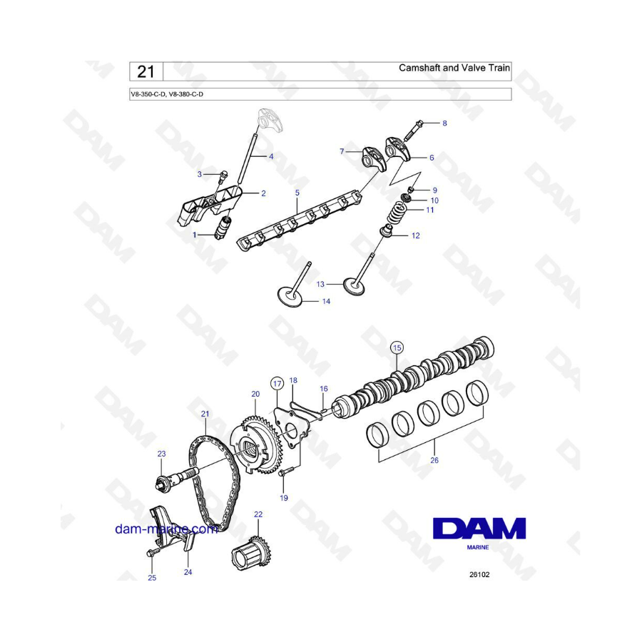Volvo Penta V8-350 - Camshaft & Valve Train Volvo Penta V8-350 - Camshaft & Valve Train