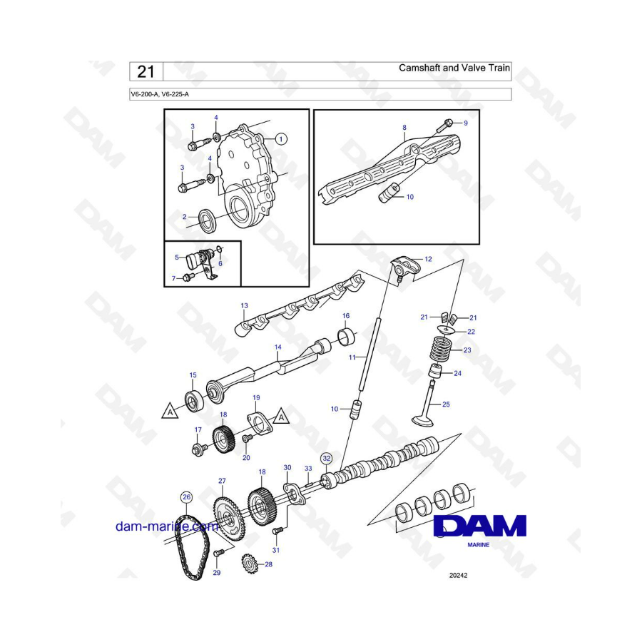 Volvo Penta V6-200 - Camshaft & Valve train 