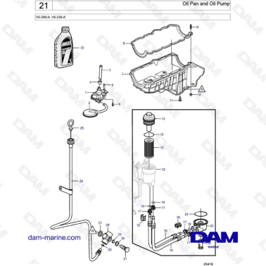 Volvo Penta V6-200 - Oil pan & oil pump