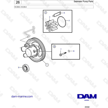 Volvo Penta V6-200 - Seawater pump parts