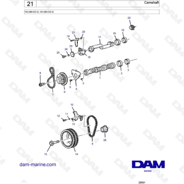 Volvo Penta V6-240 / V6-280 - Camshaft