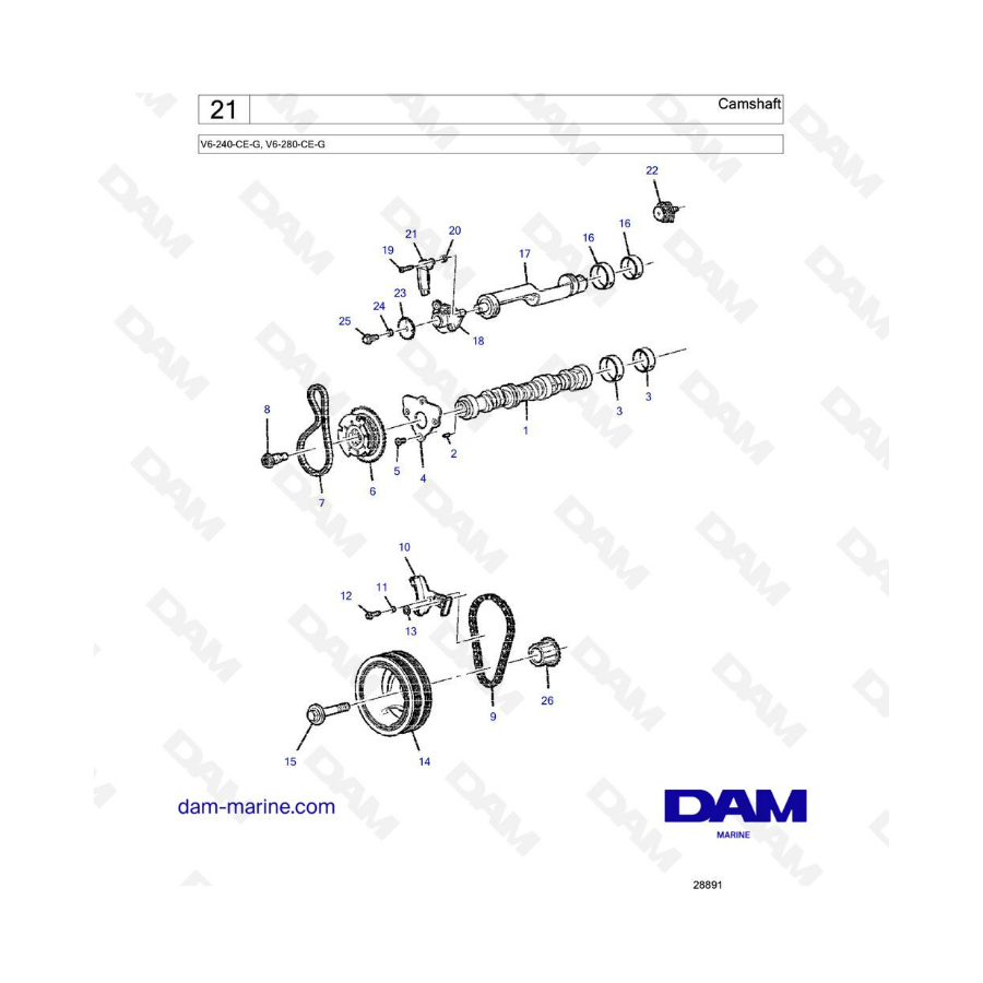Volvo Penta V6-240 / V6-280 - Camshaft Volvo Penta V6-240 / V6-280 - Camshaft