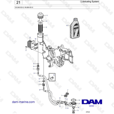 Volvo Penta V6-240 / V6-280 - Lubricating system