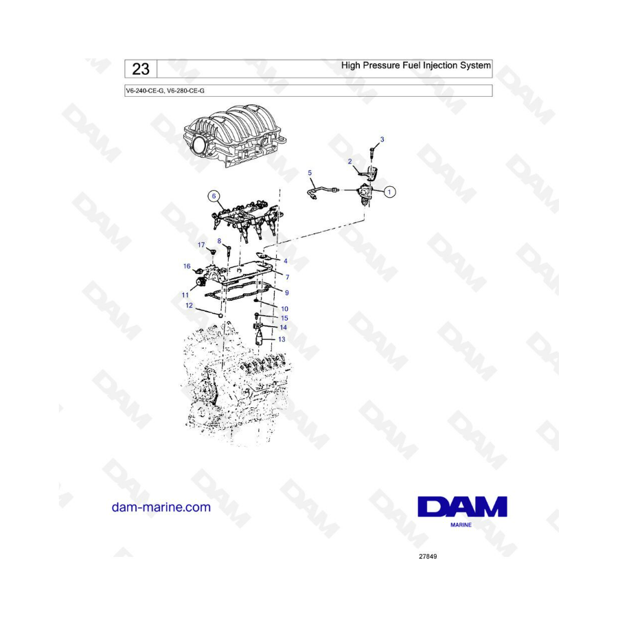 Volvo Penta V6-240 / V6-280 - High pressure fuel injection system Volvo Penta V6-240 / V6-280 - High pressure fuel injection system