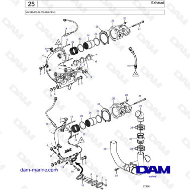Volvo Penta V6-240 / V6-280 - Exhaust