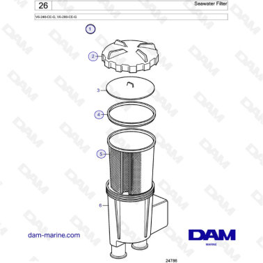 Volvo Penta V6-240 / V6-280 - Seawater filter