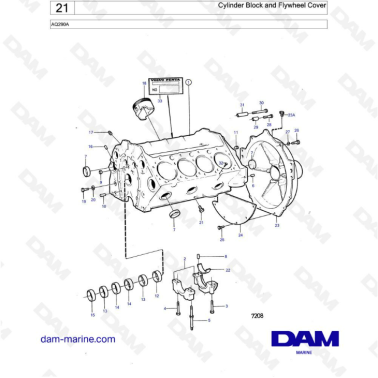 Volvo Penta AQ290A - Cylinder block & Flywheel cover