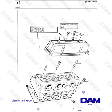 Volvo Penta AQ290A - Cylinder head