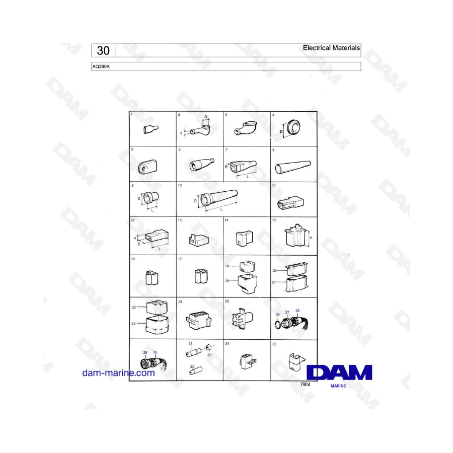 Volvo Penta AQ290A - Electrical materials Volvo Penta AQ290A - Electrical materials