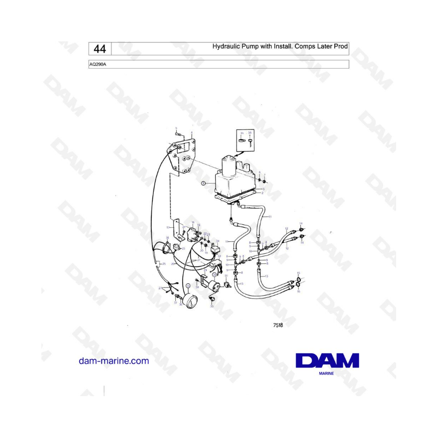 Volvo Penta AQ290A - Bomba hidráulica con instalación. Comps producción posterior