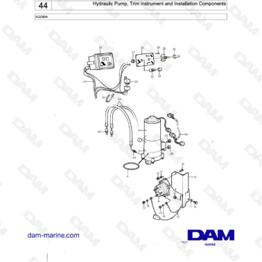 Volvo Penta AQ290A - Hydraulic pump, trim instrument & installation components