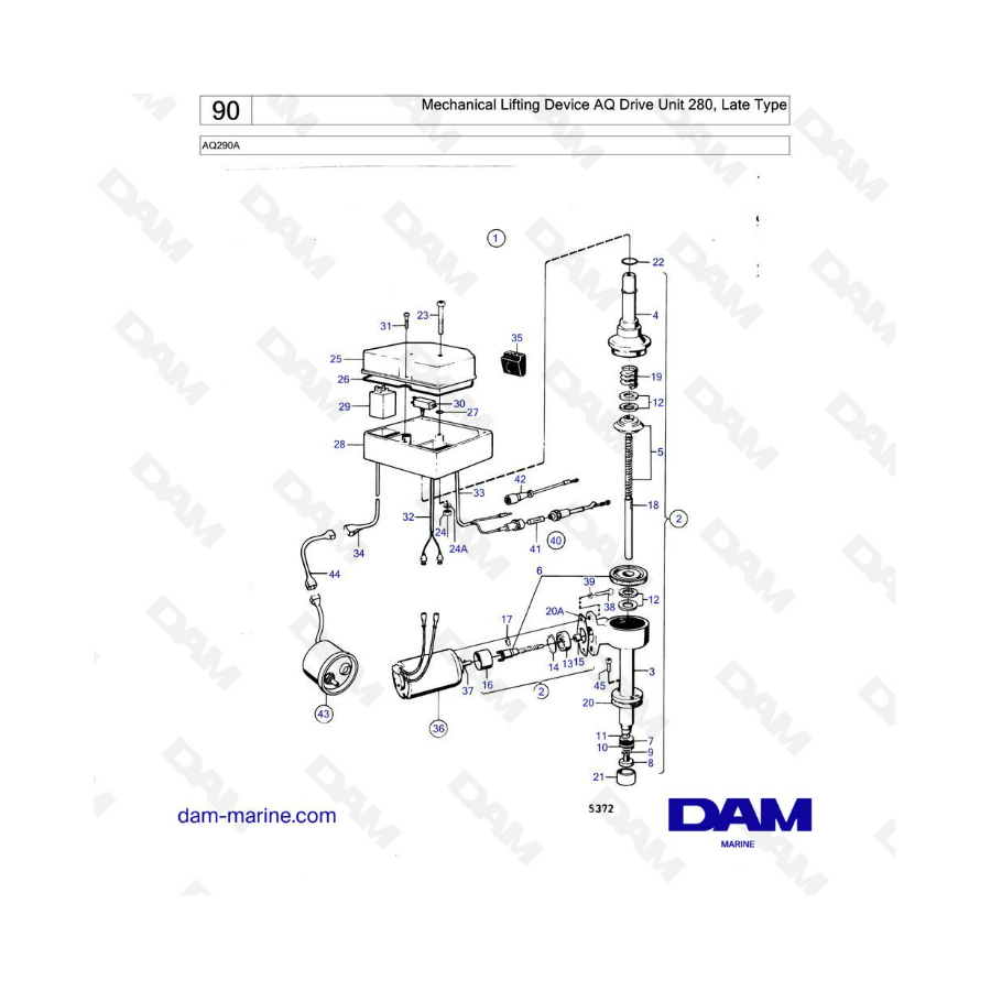 Volvo Penta AQ290A - Mechanical lifting device AQ Drive unit 280 - Late type