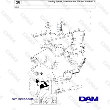 Volvo Penta MD5C - Cooling system, induction & exhaust manifold
