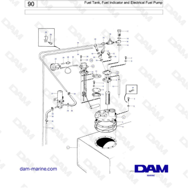 Volvo Penta MD5 - Fuel tank, fuel indicator & electrical fuel pump