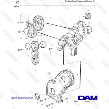 Volvo Penta MD31 - Timing gear cover & gears