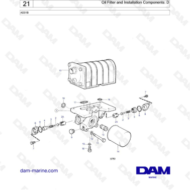 Volvo Penta AD31 - Oil filter & installation components