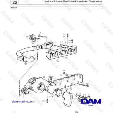Volvo Penta TMD31 - Inlet and Exhaust manifold with installation components