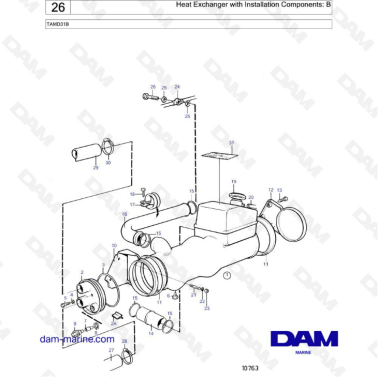 Volvo Penta TAMD31 - Heat exchanger with installation components