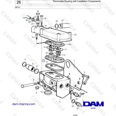 Volvo Penta MD31 - Thermostat housing with installation components