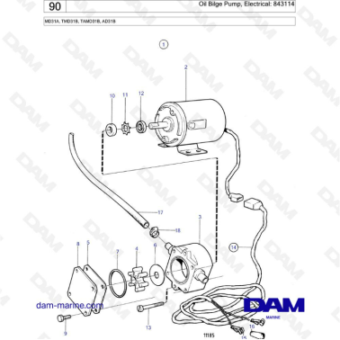 Volvo Penta AD31 / TMD31 / TAMD31 / MD31 - Oil bilge pump, electrical