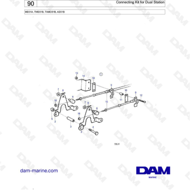 Volvo Penta AD31 / TMD31 / TAMD31 / MD31 - Connecting kit for dual station