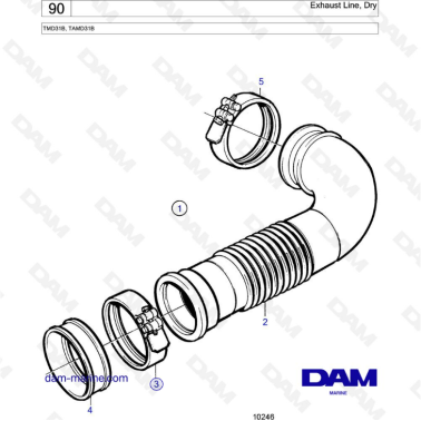 Volvo Penta TMD31 / TAMD31 - Exhaust line, dry