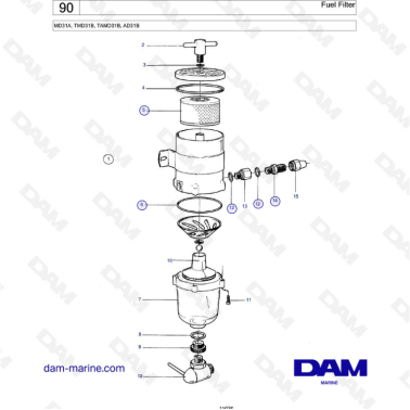 Volvo Penta MD31 / TMD31 / AD31 / TAMD31 - Fuel filter