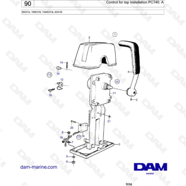 Volvo Penta MD31 / TMD31 / AD31 / TAMD31 - Control for top installation